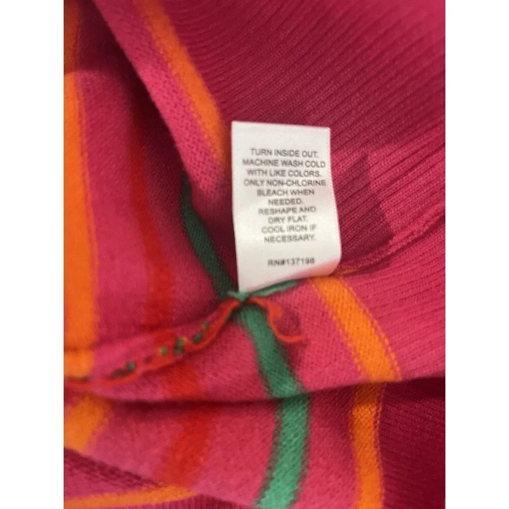 Kerri Rosenthal womens Pink Stripe NEXT SMILE'S ON YOU Pullover Sweater sz Large
